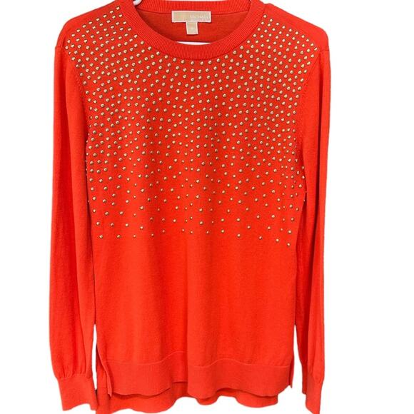 Michael Kors sweater has been embellished in Gold Studs Orange Size M - Picture 6 of 6